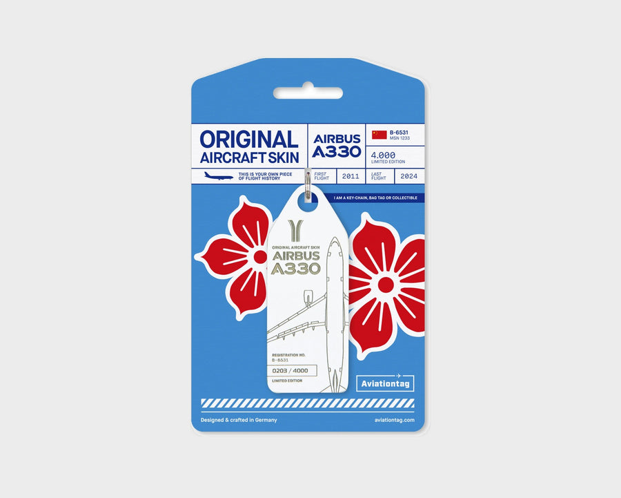 China Southern Airbus A330 B-6531 Aviationtag, aircraft skin keychain in white on original packaging