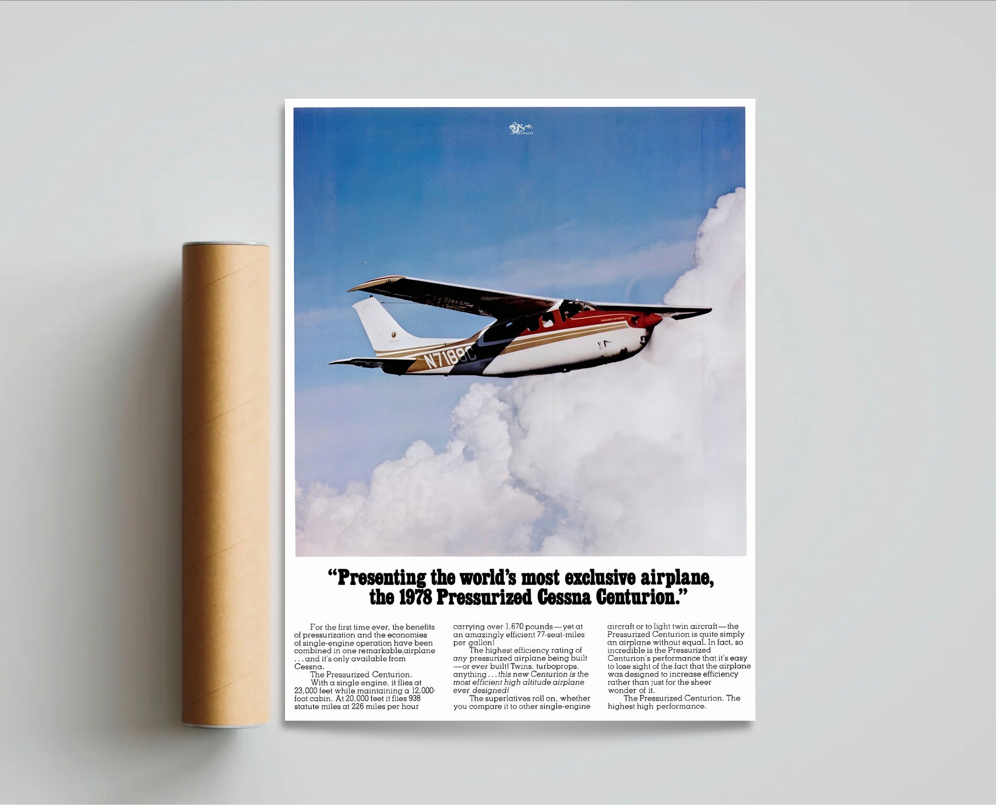 "Cessna Centurion" Vintage Magazine-Scan Poster