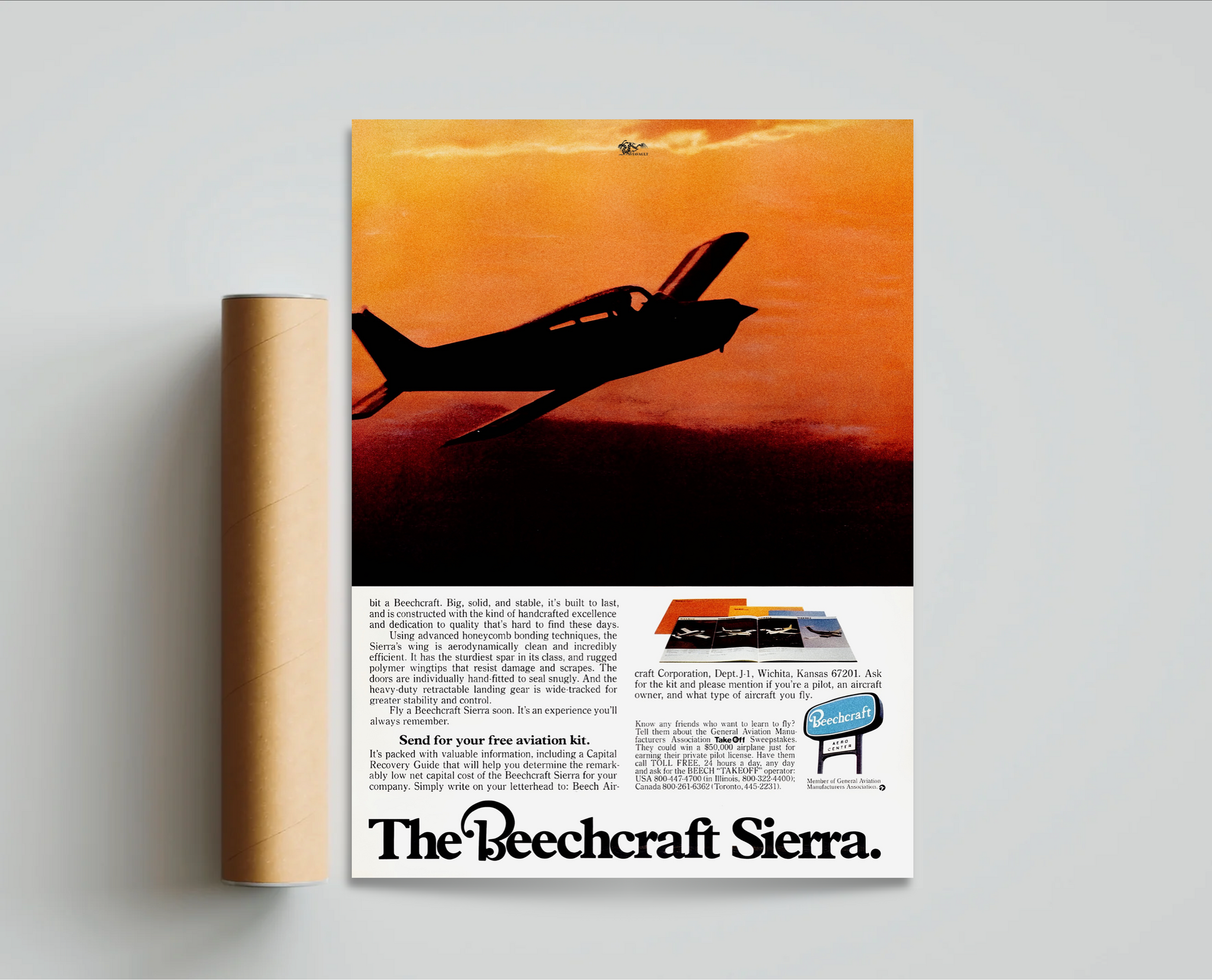 "Beechcraft Sierra" Vintage Magazine-Scan Poster