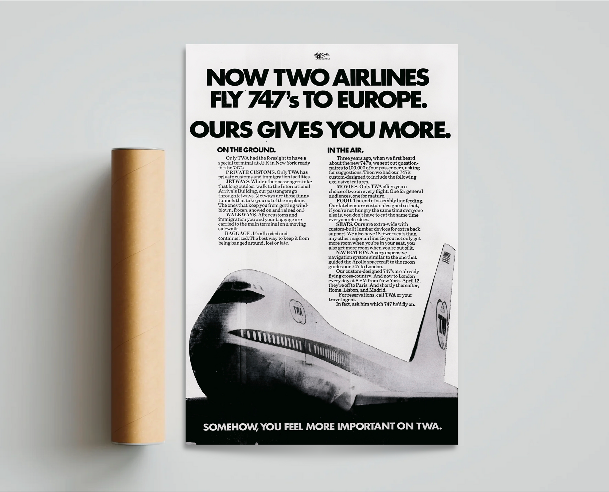 "TWA Superiority" Vintage Advertisement Poster